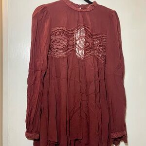 Free People Rust Lace Blouse